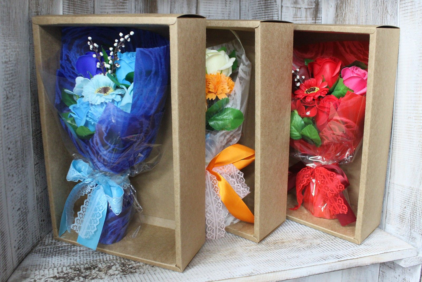 Ramo de Flores Jabón en caja - Naranja