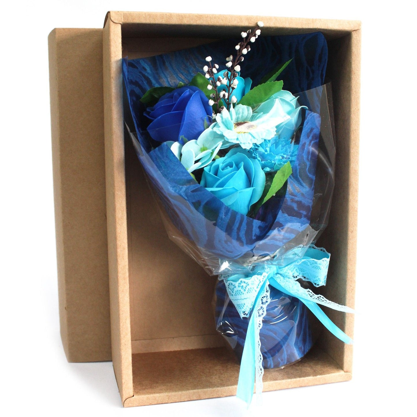 Ramo de Flores de Jabón en caja - Azul