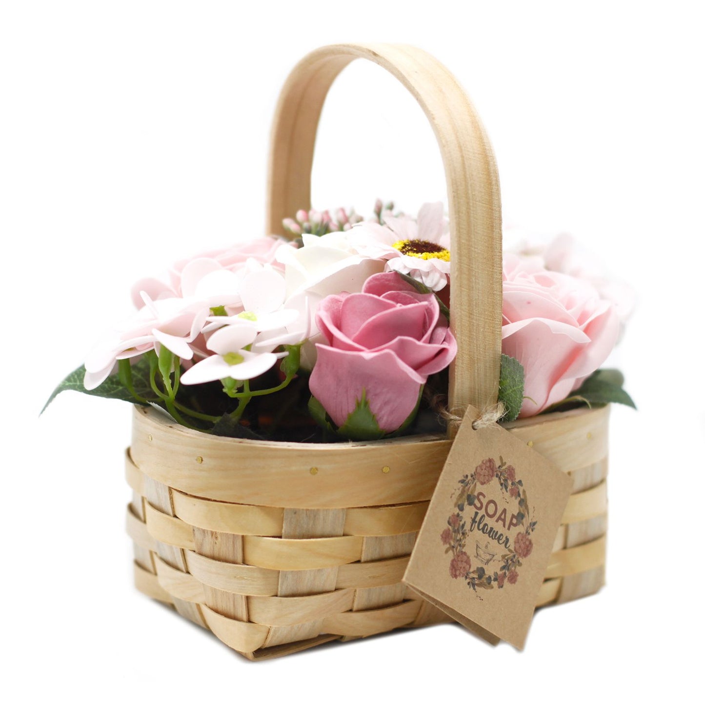 Cesta de Flores de Jabón - Rosa med