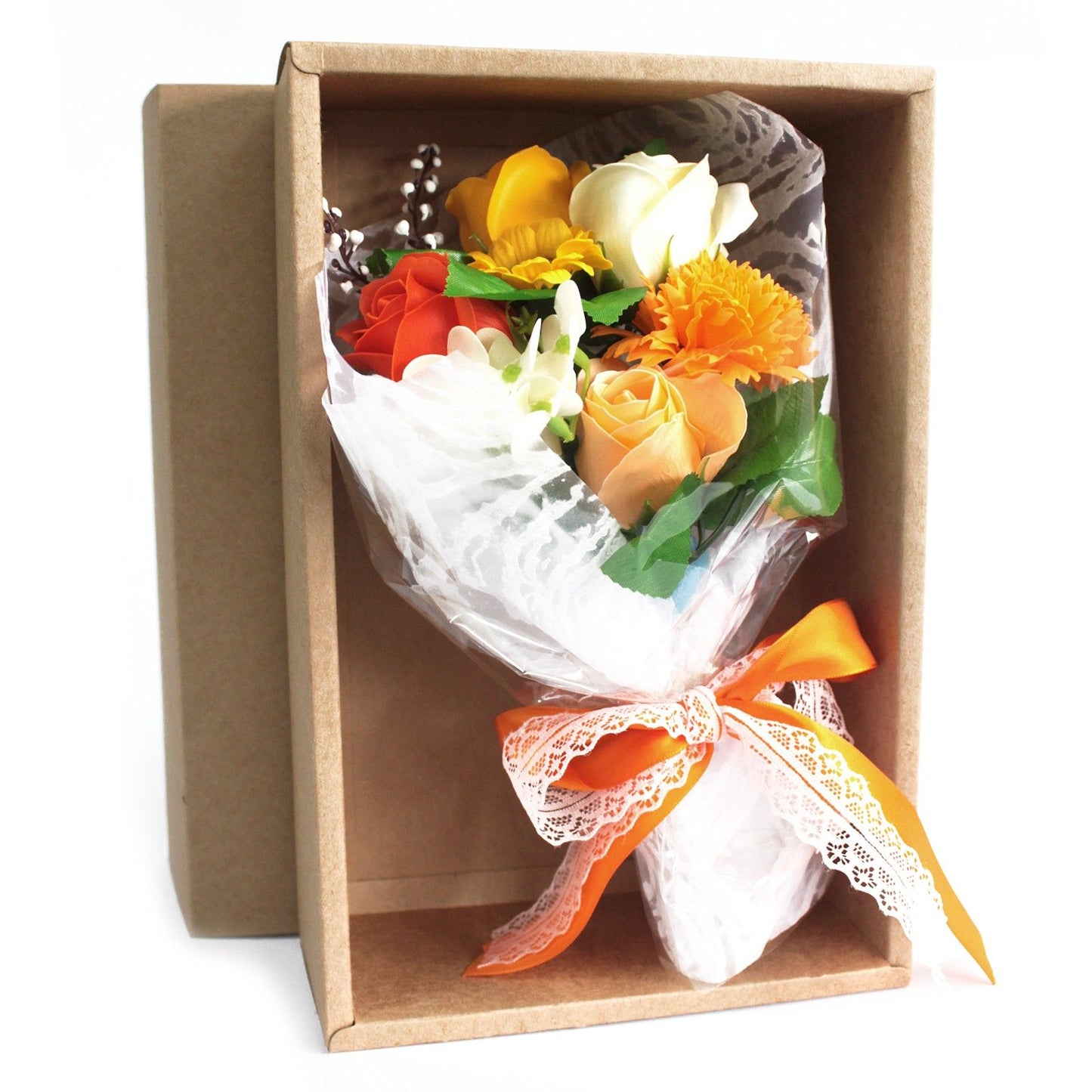 Ramo de Flores Jabón en caja - Naranja