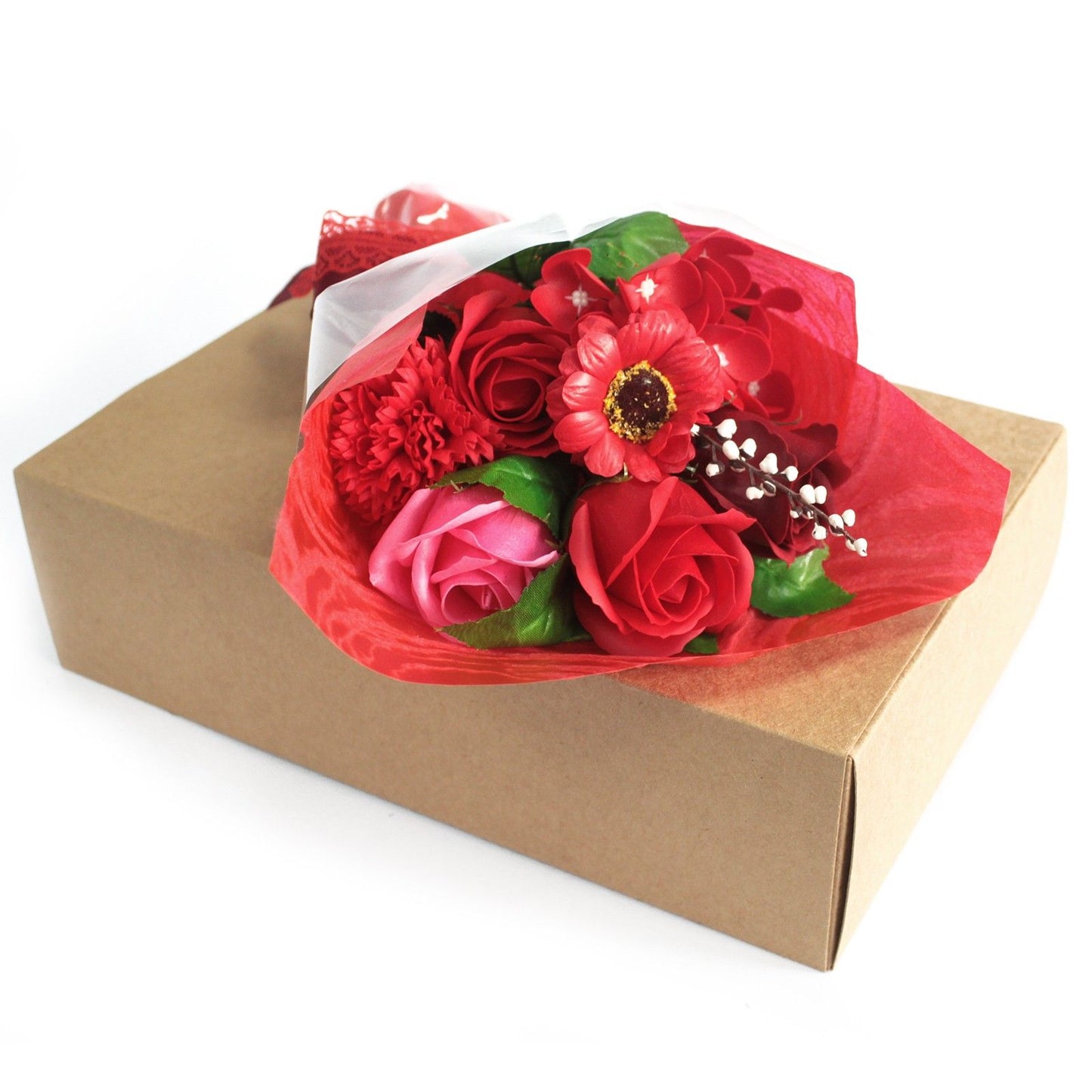 Ramo de Flores de Jabón en caja - Rojo
